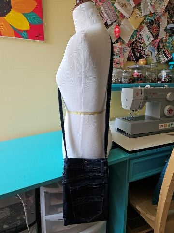 DIY Denim Jeans Crossbody Bag Sewing Tutorial (PDF Pattern)