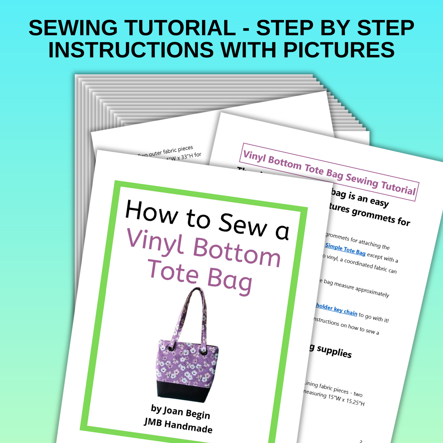 Vinyl Bottom Tote Bag Sewing Tutorial / Tote Bag Sewing Pattern / Tote Bag with Vinyl Bottom Sewing Pattern / Handbag Sewing Printable