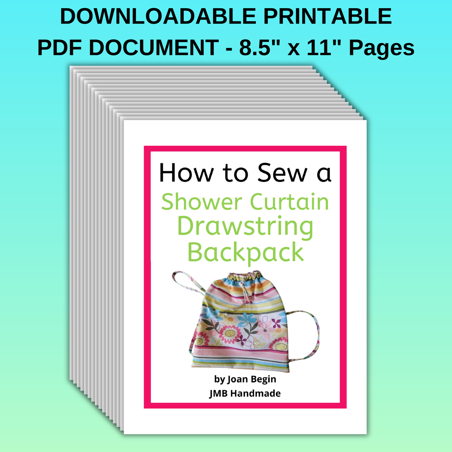 Upcycled Shower Curtain Drawstring Backpack Sewing Tutorial (PDF Pattern)