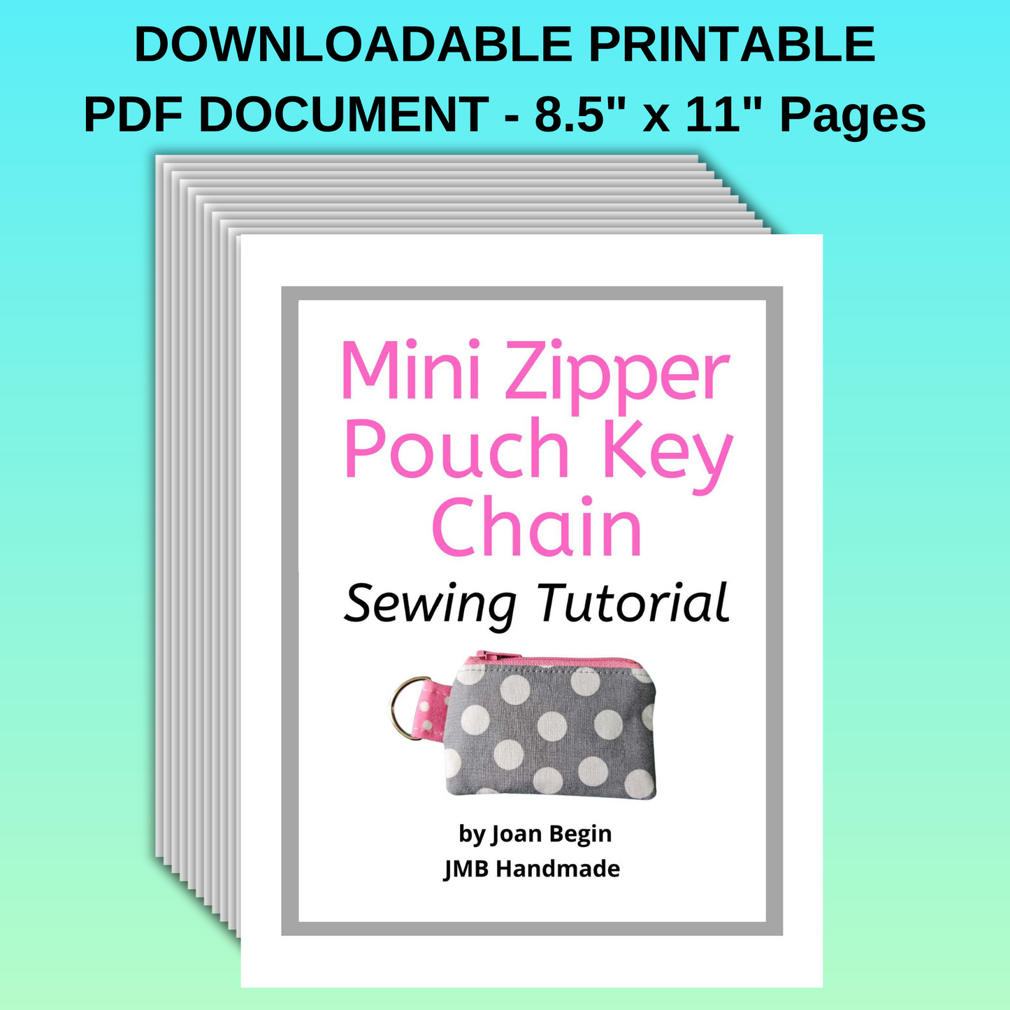 Mini Zipper Pouch Key Chain Sewing Tutorial / Mini Zipper Pouch Key Chain Pattern / Key Chain Pattern / Sewing Printable / Pouch Pattern