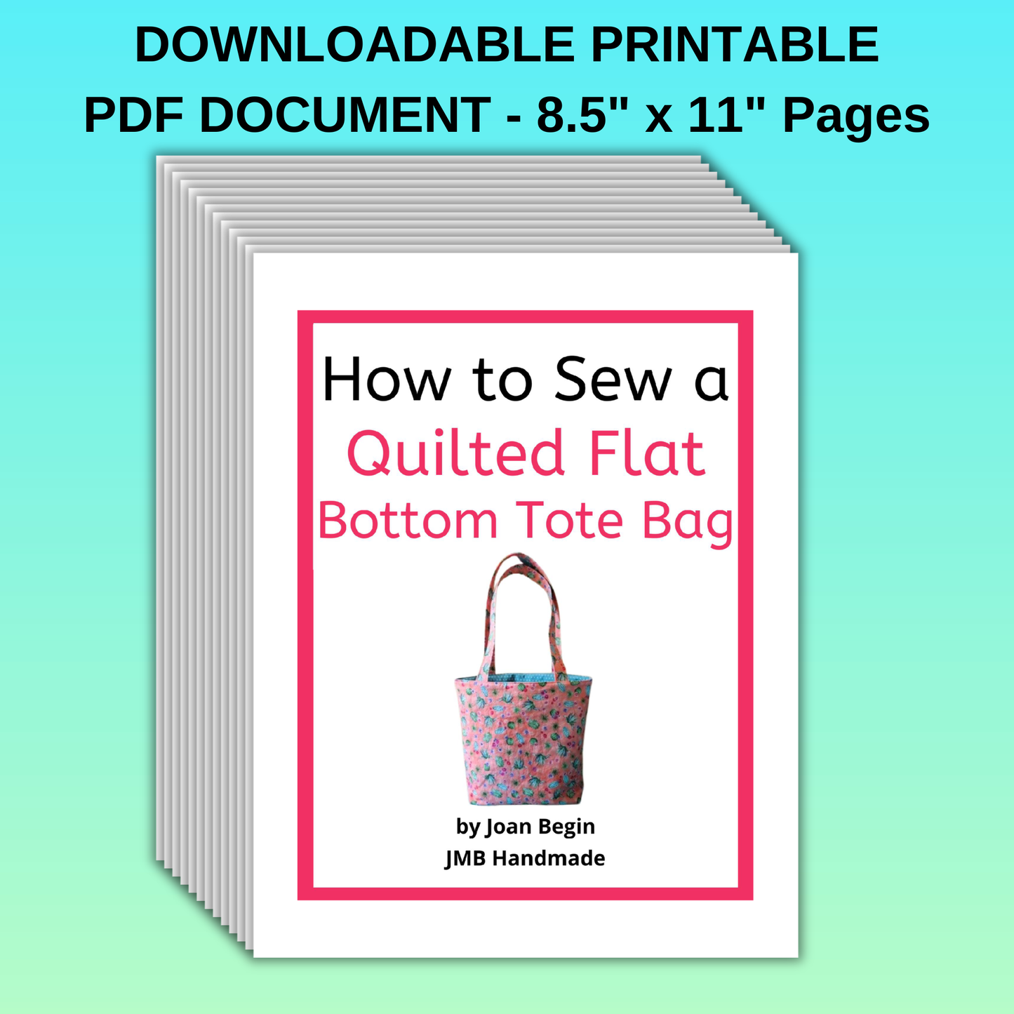 Quilted Tote Bag Sewing Pattern: Flat Bottom Lined Bag Tutorial (PDF)
