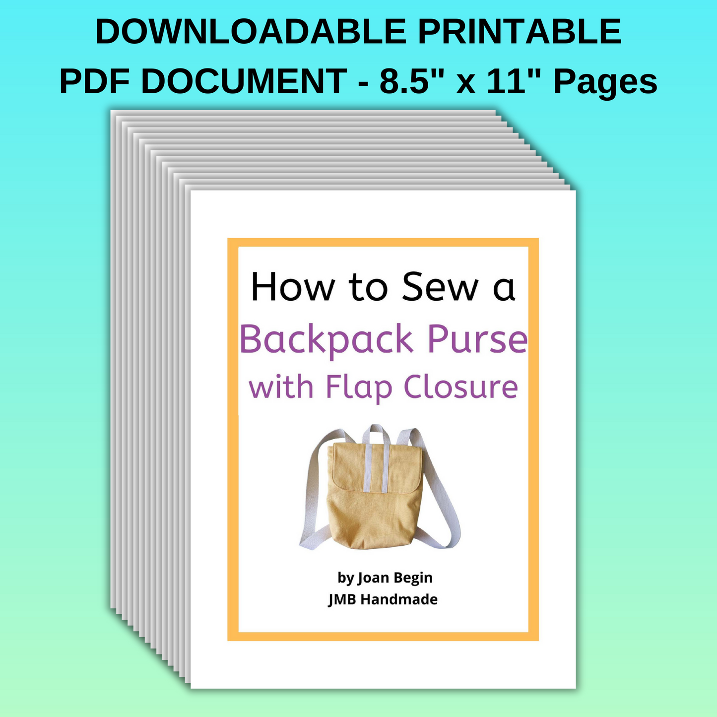 How to Sew a Backpack Purse Sewing Tutorial / Sewing Printable / Backpack Sewing Pattern / Bag Sewing Pattern / Purse Sewing Pattern