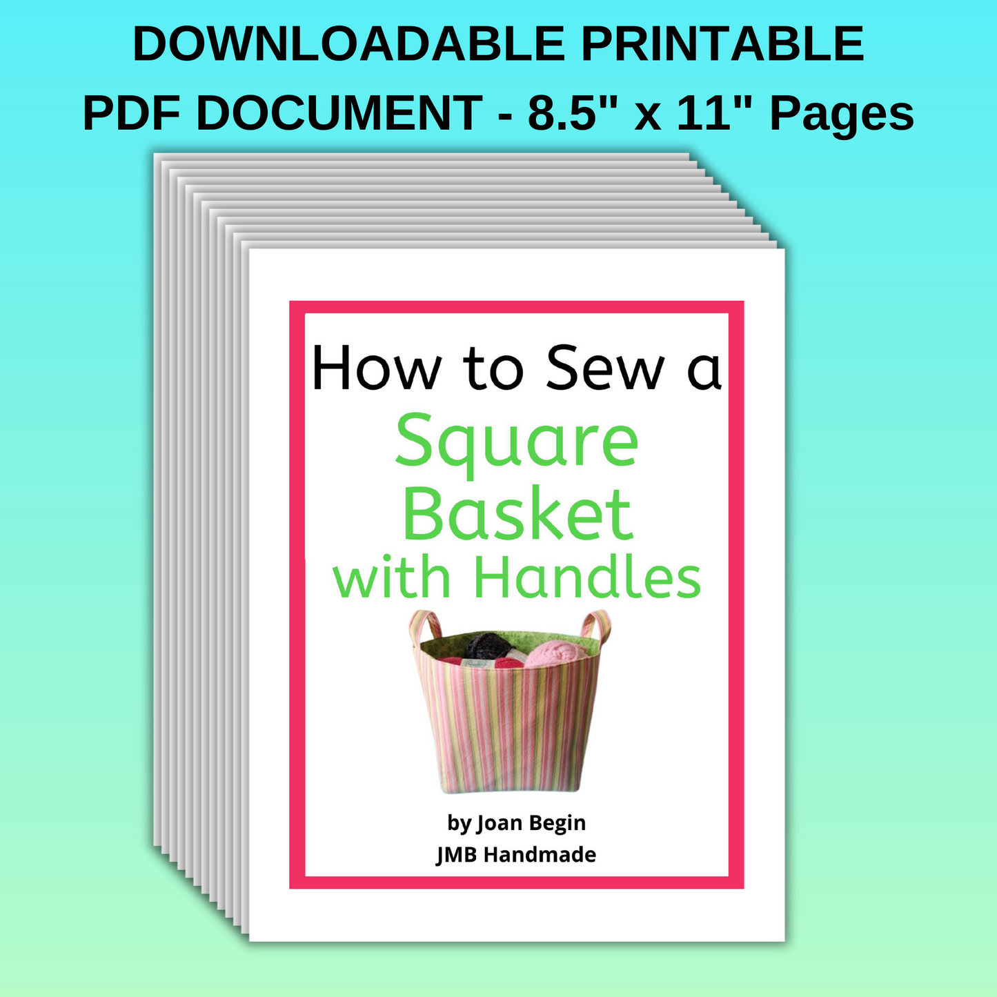 Square Fabric Storage Basket Sewing Tutorial / Square Fabric Basket Sewing Pattern / DIY Square Basket / Sewing Printable / PDF Download