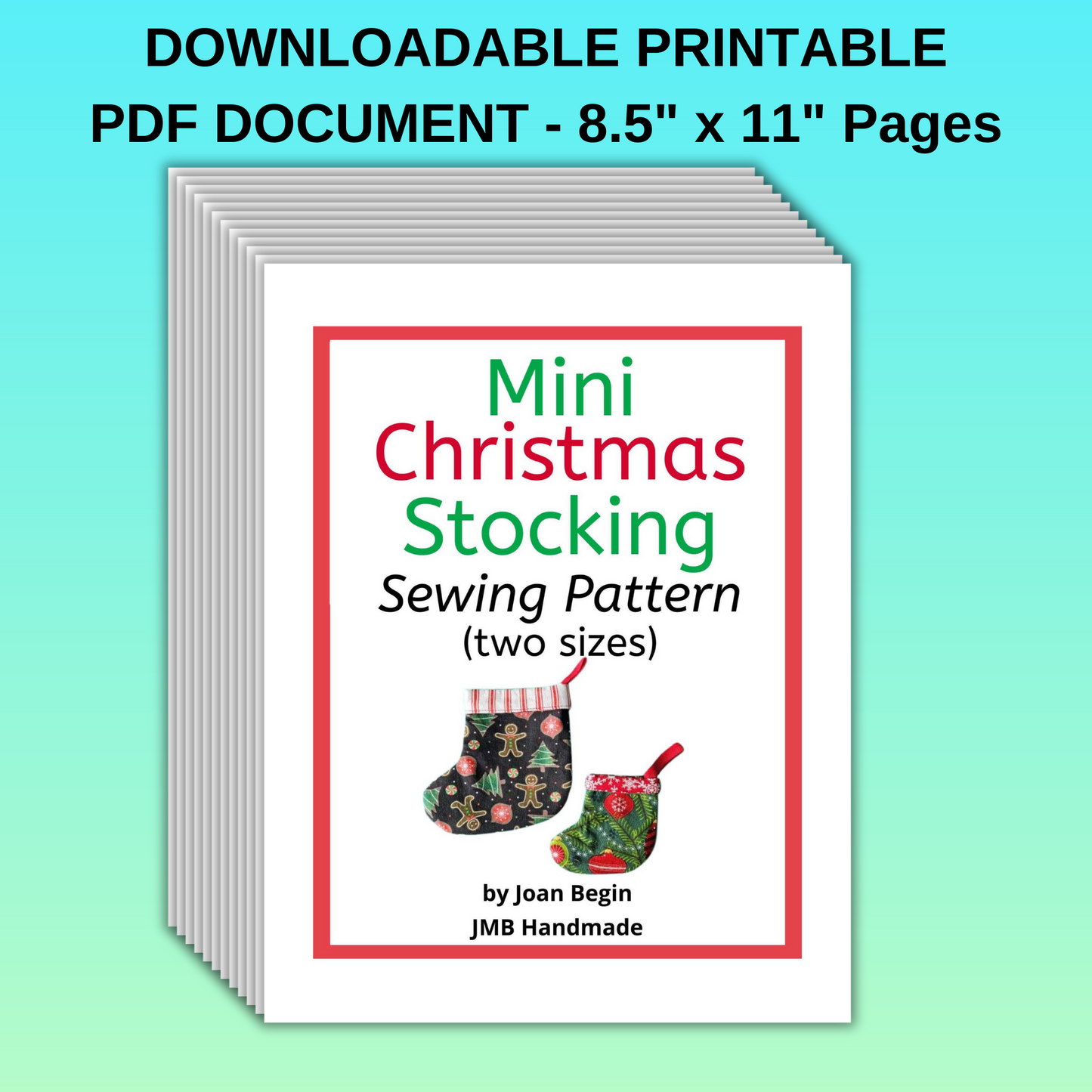 Mini Christmas Stocking Sewing Pattern - Two Sizes / Mini Christmas Stocking Pattern / Mini Stocking Sewing Tutorial / Stocking Templates