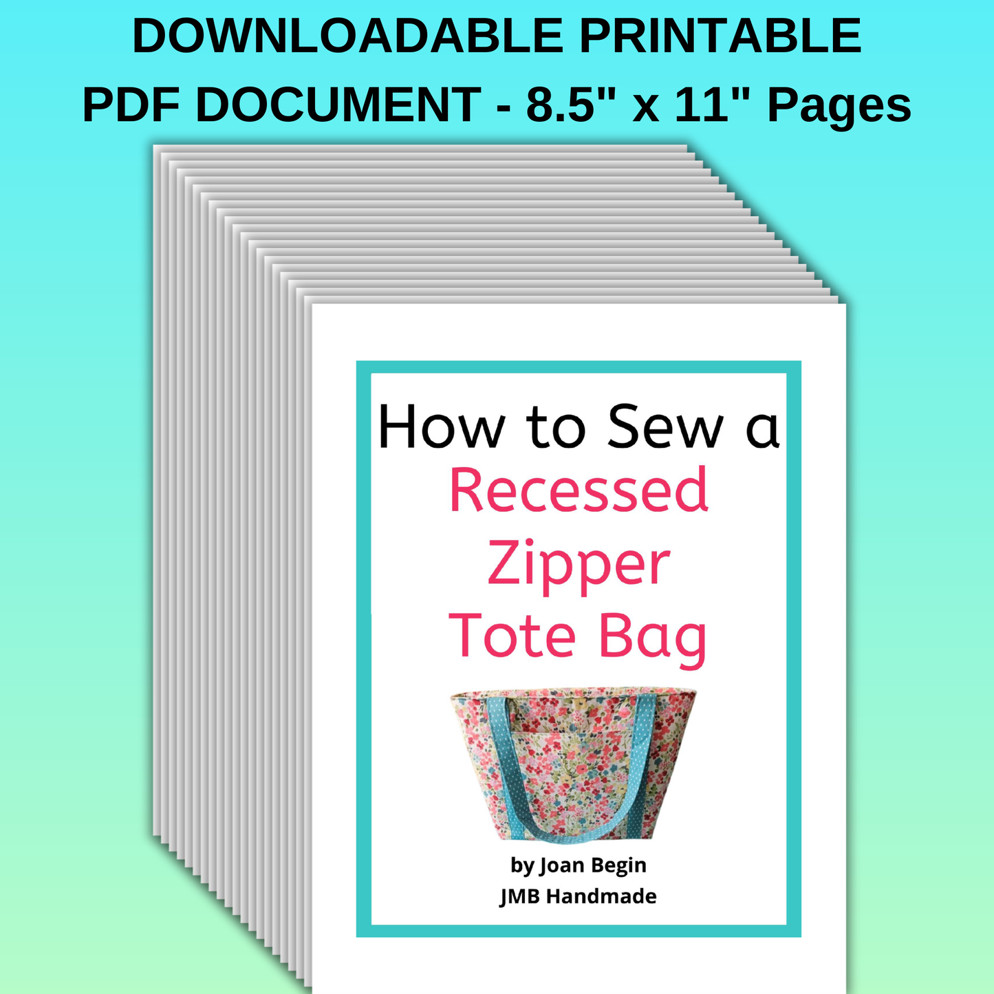 DIY Tote Bag with Recessed Zipper / Zippered Tote Bag Sewing Pattern / Tote Bag Pattern / Large Tote Bag with Zipper Sewing Pattern / PDF