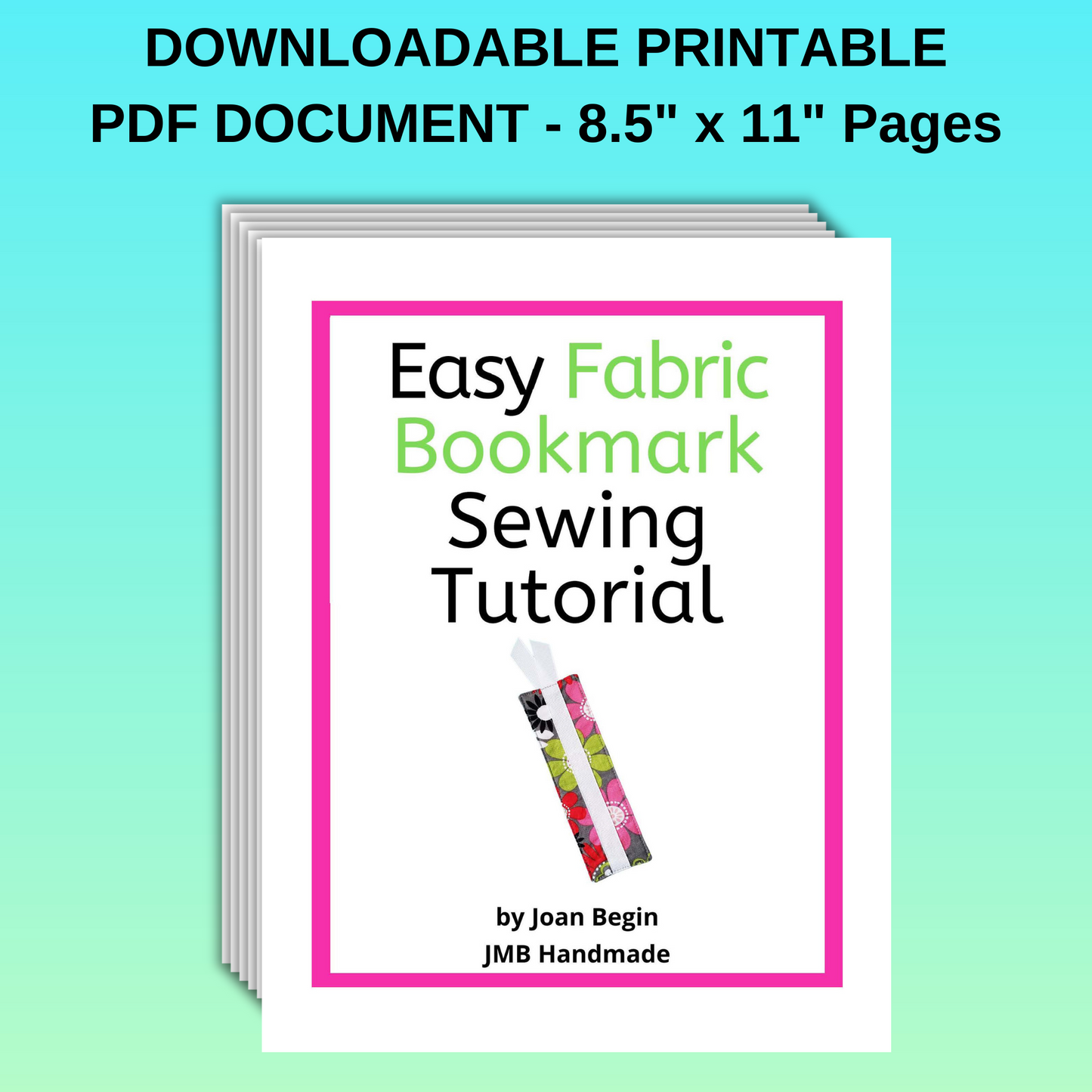 Easy Fabric Bookmark Sewing Tutorial / Bookmark Sewing Pattern / Fabric Bookmark Pattern / Bookmark Pattern / Sewing Printable