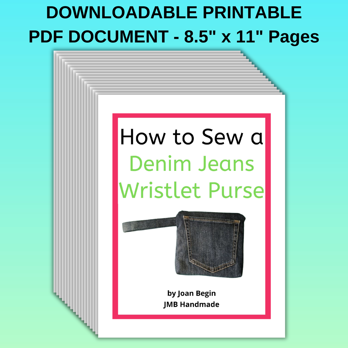 Denim Jeans Wristlet Purse Sewing Tutorial (PDF Download)
