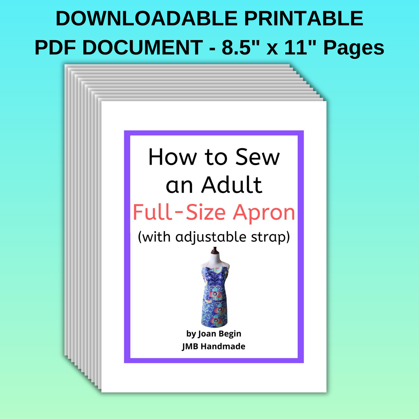 Adult Full-Size Apron Sewing Tutorial / Apron Sewing Pattern / Apron Pattern / Apron Pattern Printable / Women's Apron / Sewing Printable