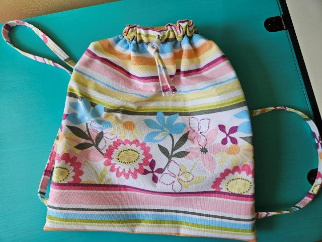 Upcycled Shower Curtain Drawstring Backpack Sewing Tutorial (PDF Pattern)