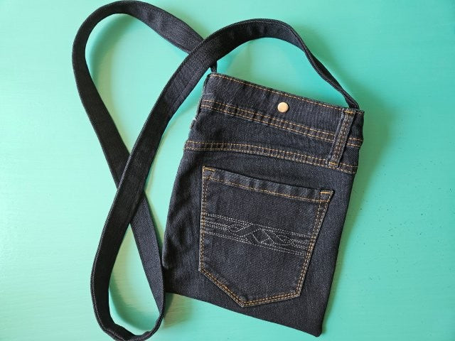 DIY Denim Jeans Crossbody Bag Sewing Tutorial (PDF Pattern)