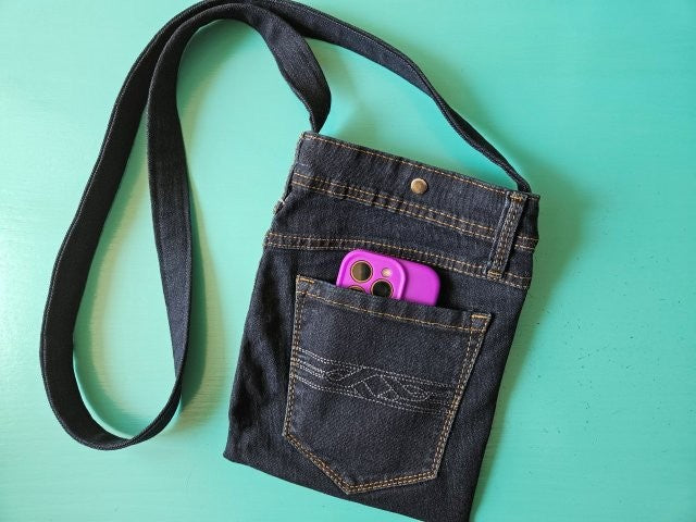 DIY Denim Jeans Crossbody Bag Sewing Tutorial (PDF Pattern)