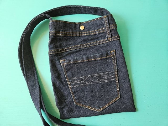 DIY Denim Jeans Crossbody Bag Sewing Tutorial (PDF Pattern)