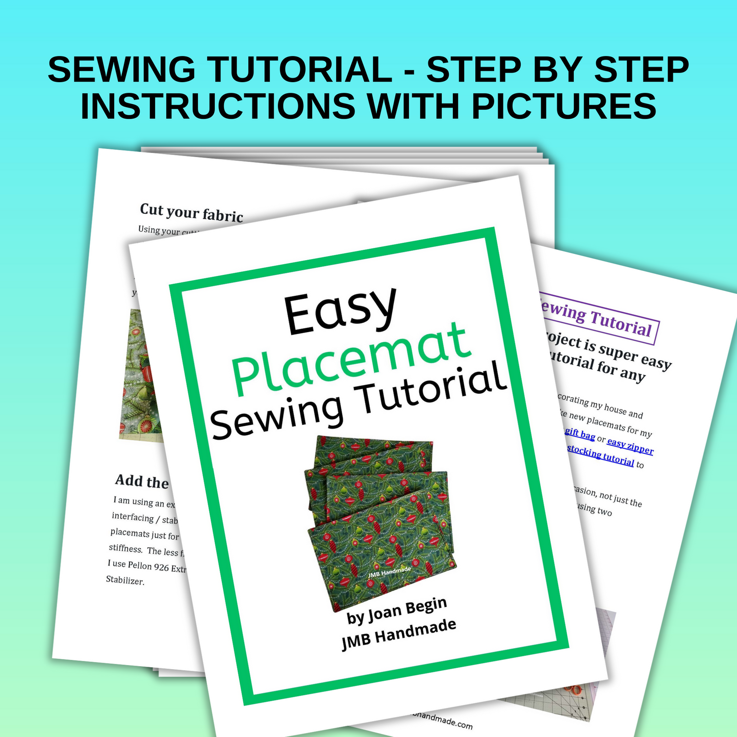 Easy Placemat Sewing Tutorial / Placemat Pattern / Sewing Printable Pattern / Placemat Sewing Pattern / Placemat Size 18"x12"