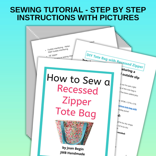 DIY Tote Bag with Recessed Zipper / Zippered Tote Bag Sewing Pattern / Tote Bag Pattern / Large Tote Bag with Zipper Sewing Pattern / PDF