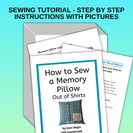 JMB Handmade / How to Sew a Memory Pillow Out of Shirts Sewing Tutorial - Printable Step-By-Step Instructions / Downloadable PDF Pages