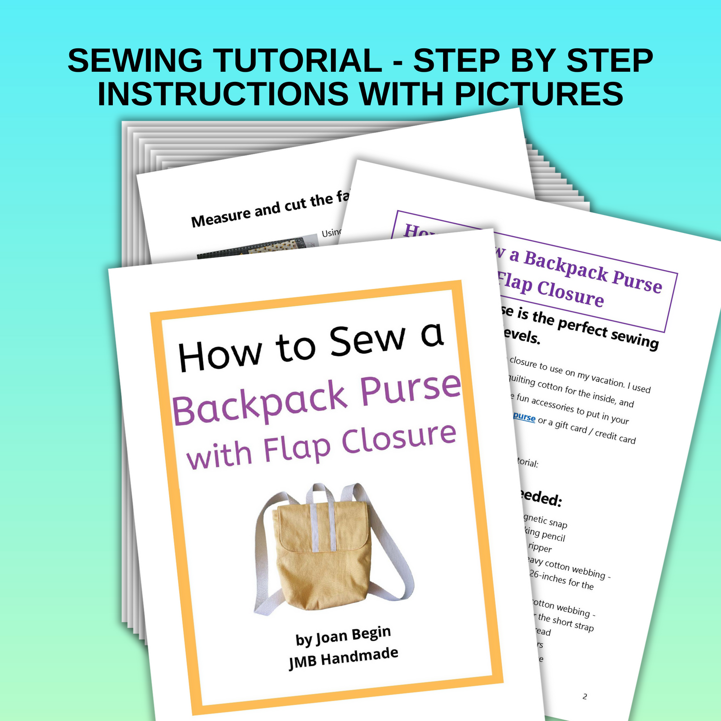 How to Sew a Backpack Purse Sewing Tutorial / Sewing Printable / Backpack Sewing Pattern / Bag Sewing Pattern / Purse Sewing Pattern