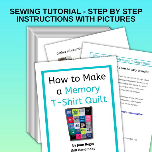 JMB Handmade / How to Make a Memory T-Shirt Quilt Sewing Tutorial - Printable Step-By-Step Instructions / Downloadable PDF Pages