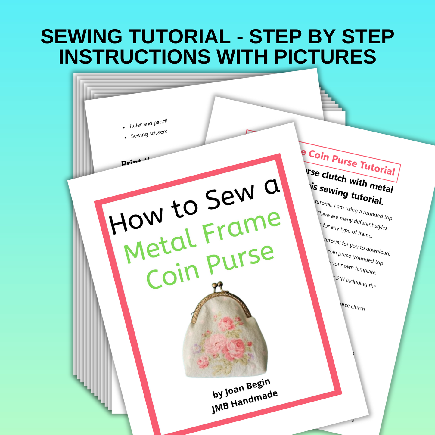 Metal Frame Coin Purse Sewing Tutorial / DIY Frame Coin Purse / Clutch Purse Pattern / Kiss Clasp Coin Purse Pattern / PDF Download