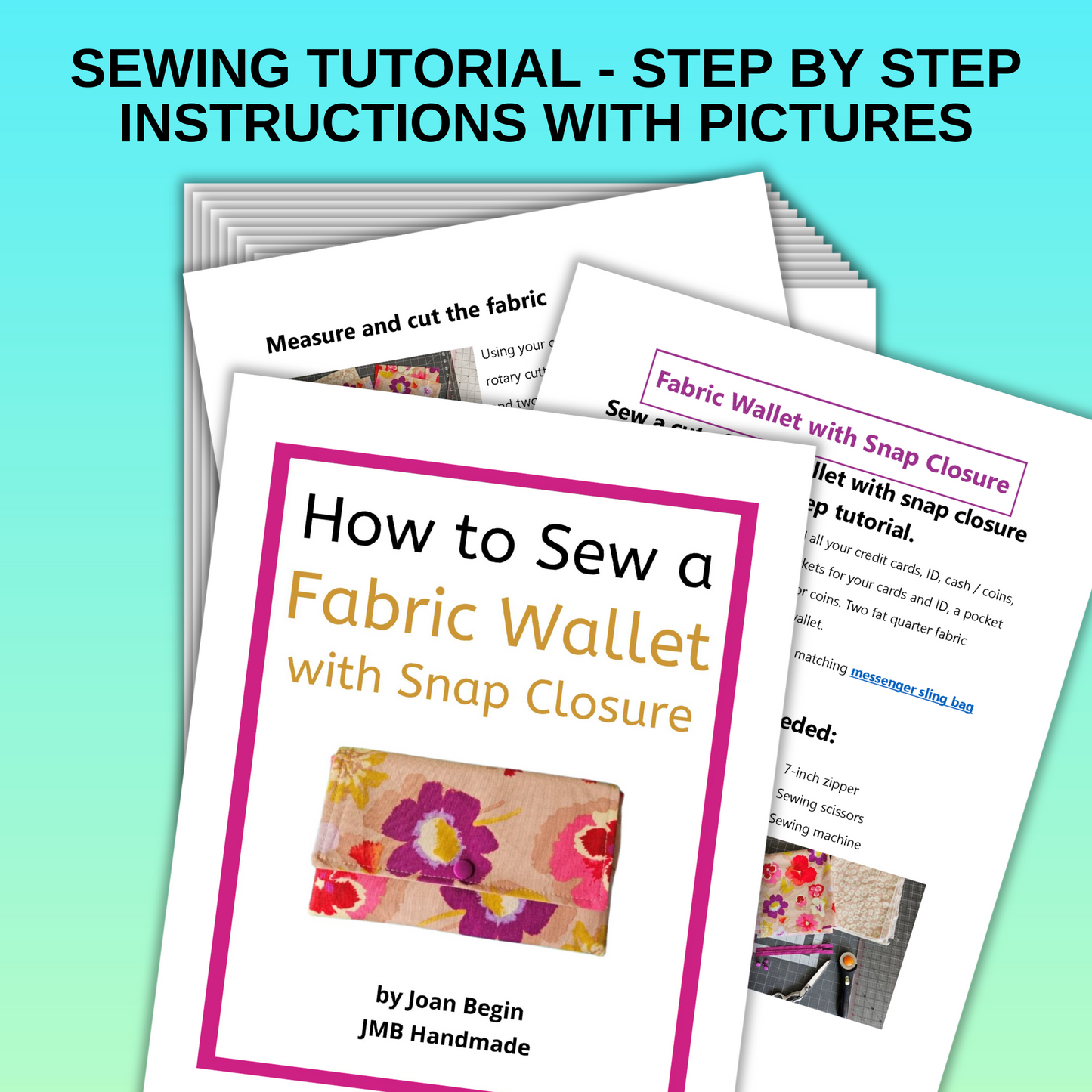 Fabric Wallet Sewing Tutorial / Fabric Wallet Sewing Pattern / DIY Fabric Wallet / Fabric Wallet with Snap Closure Sewing Printable / Wallet
