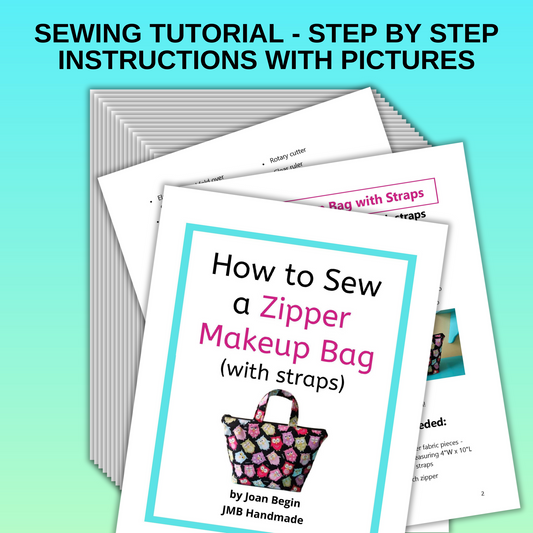 Zipper Makeup Bag with Straps Sewing Tutorial / DIY Makeup Bag / Makeup Bag Pattern / Travel Bag Sewing Pattern / DIY Bag / Sewing Pattern