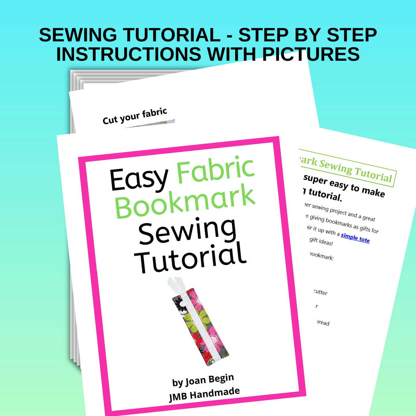 Easy Fabric Bookmark Sewing Tutorial / Bookmark Sewing Pattern / Fabric Bookmark Pattern / Bookmark Pattern / Sewing Printable