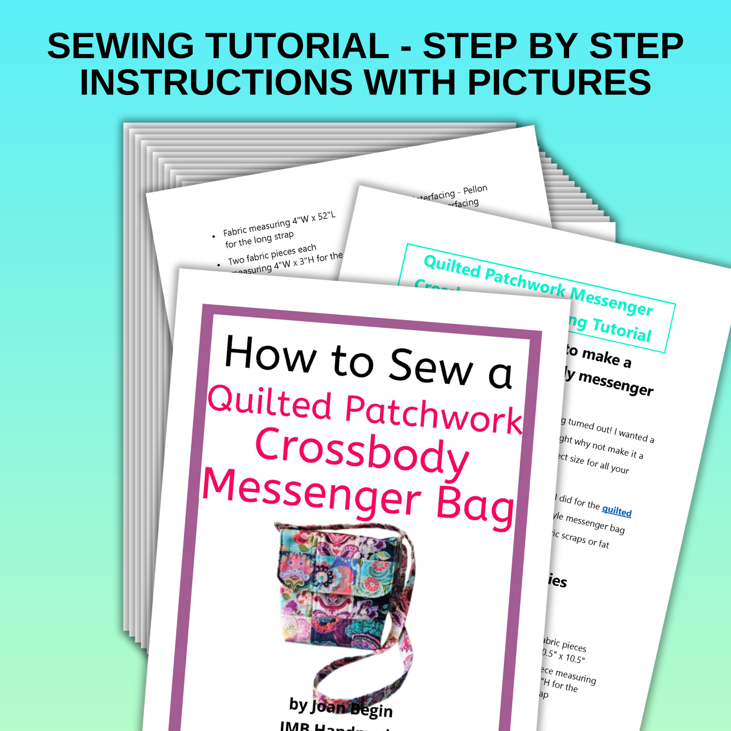 Quilted Patchwork Messenger Crossbody Bag Sewing Tutorial / Patchwork Sling Bag Sewing Pattern / Messenger Crossbody Bag Pattern / PDF Download
