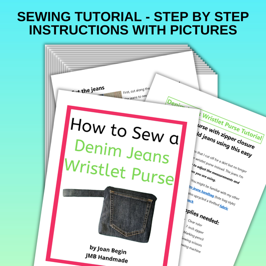 Denim Jeans Wristlet Purse Sewing Tutorial (PDF Download)