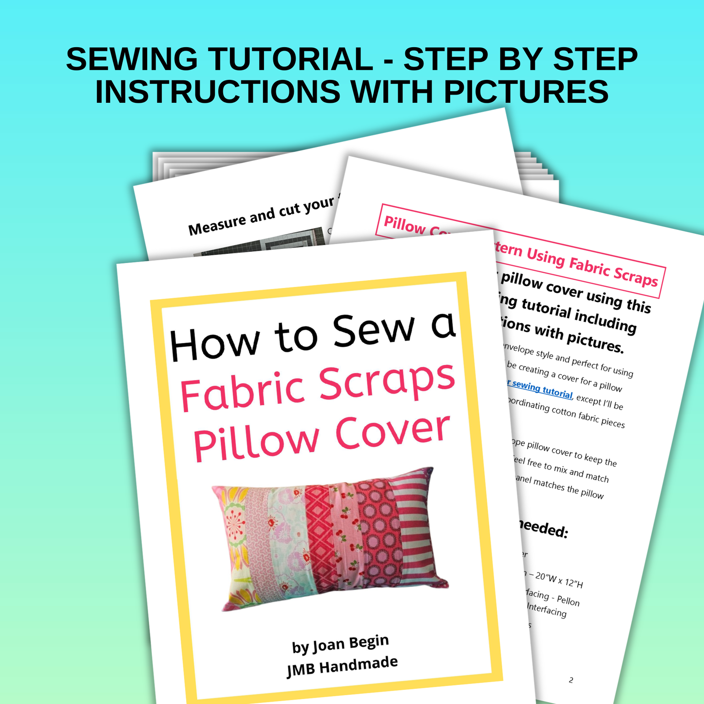Fabric Scraps Envelope Pillow Cover Sewing Pattern (PDF Download)