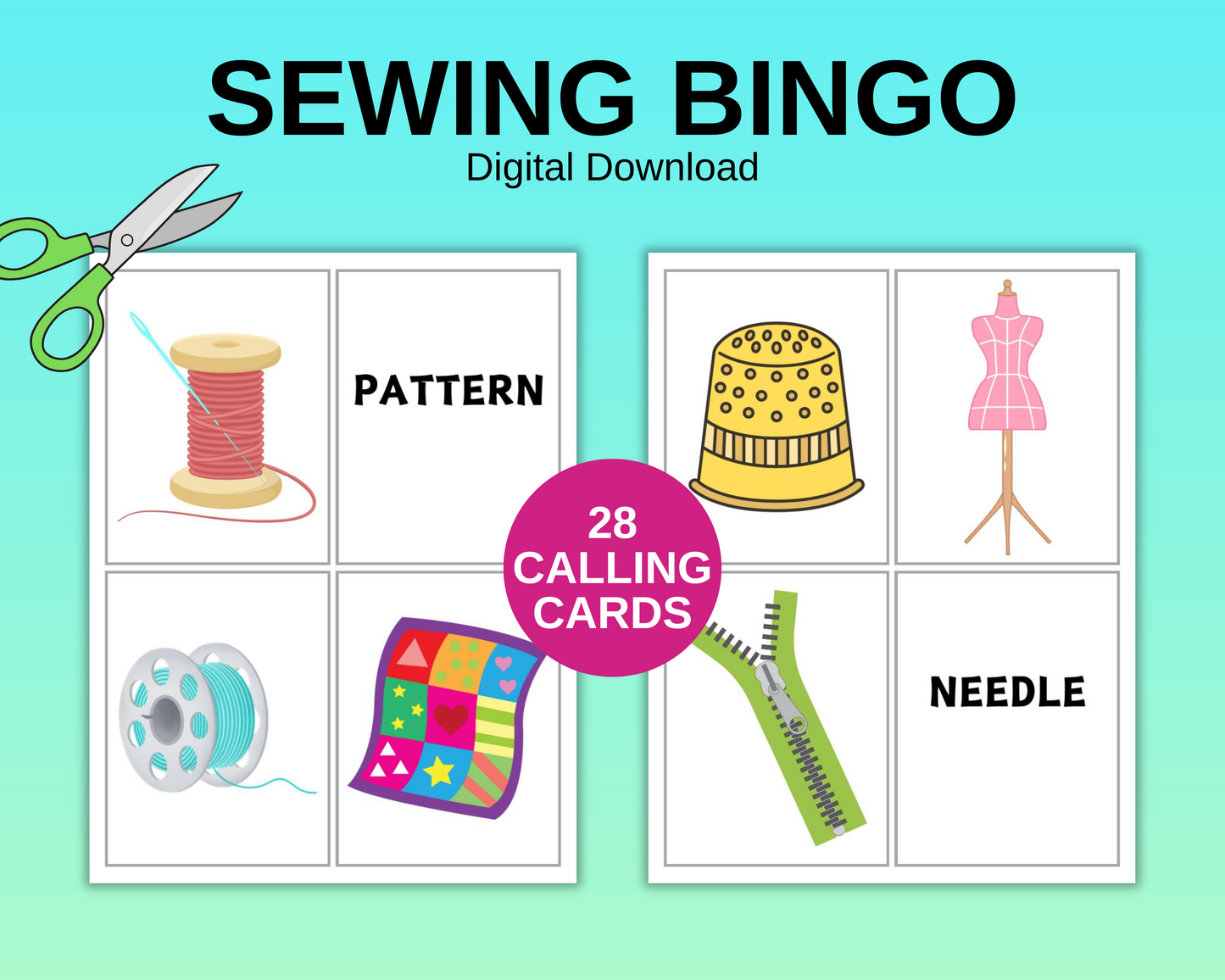 Sewing Bingo Game / 30 Sewing Printable Bingo Cards / Printable Bingo Game / Sewing Printable / Bingo Game / Sewing Game / Instant Download