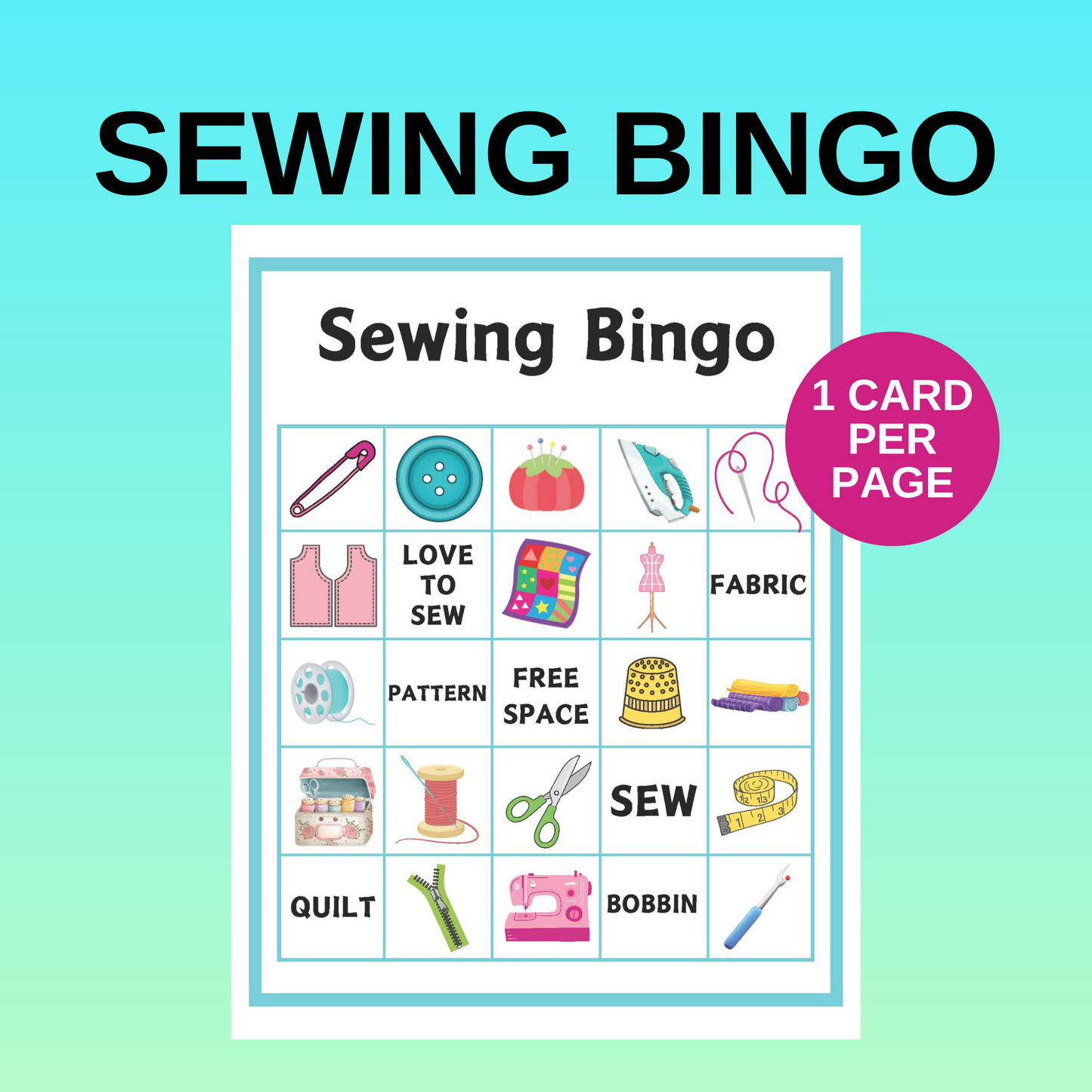 Sewing Bingo Game / 30 Sewing Printable Bingo Cards / Printable Bingo Game / Sewing Printable / Bingo Game / Sewing Game / Instant Download