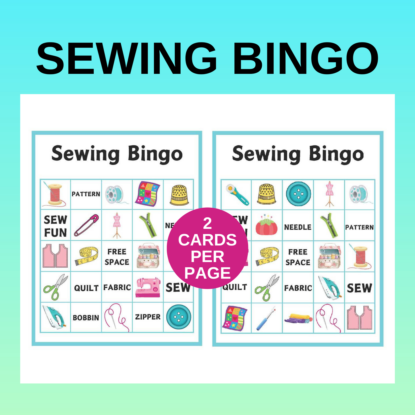 Sewing Bingo Game / 30 Sewing Printable Bingo Cards / Printable Bingo Game / Sewing Printable / Bingo Game / Sewing Game / Instant Download